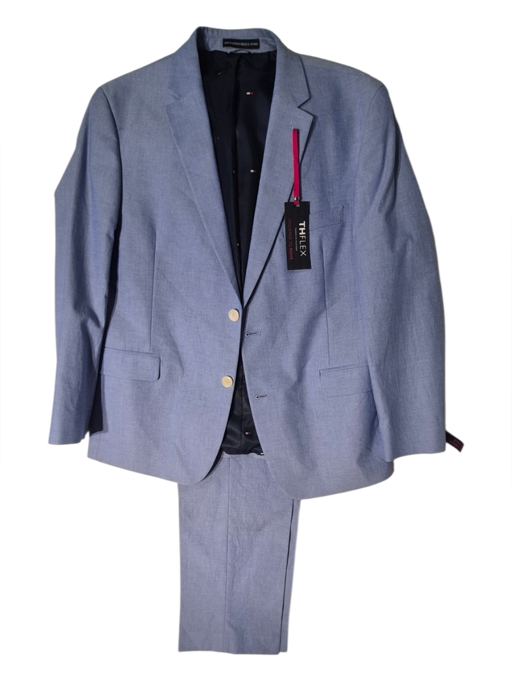Tommy Hilfiger Light Blue TH Flex Men's Suit Jacket 44 Short And Pants 36/30